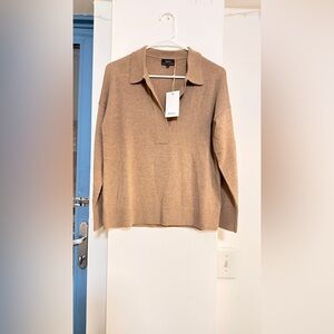 Quince Ribbed Knit Sweater in Warm Brown
